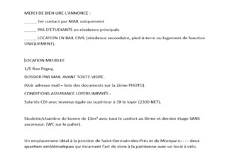 location appartement paris 75006