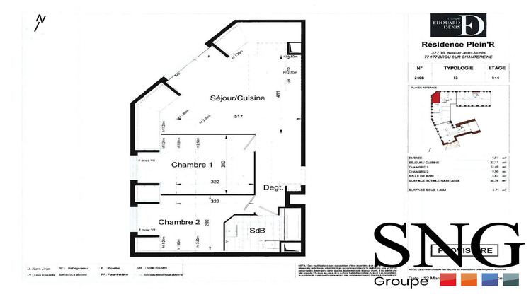 Ma-Cabane - Location Appartement Brou-sur-Chantereine, 54 m²