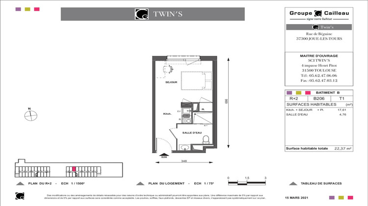 Ma-Cabane - Location Appartement JOUE LES TOURS, 22 m²