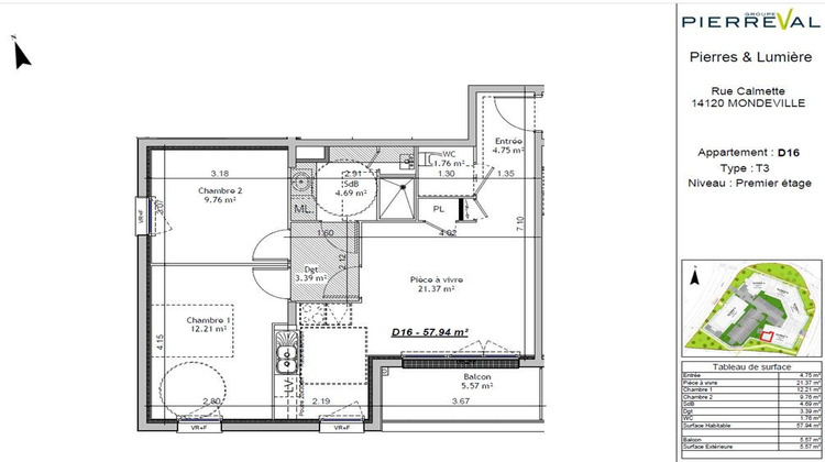 Ma-Cabane - Location Appartement Mondeville, 57 m²