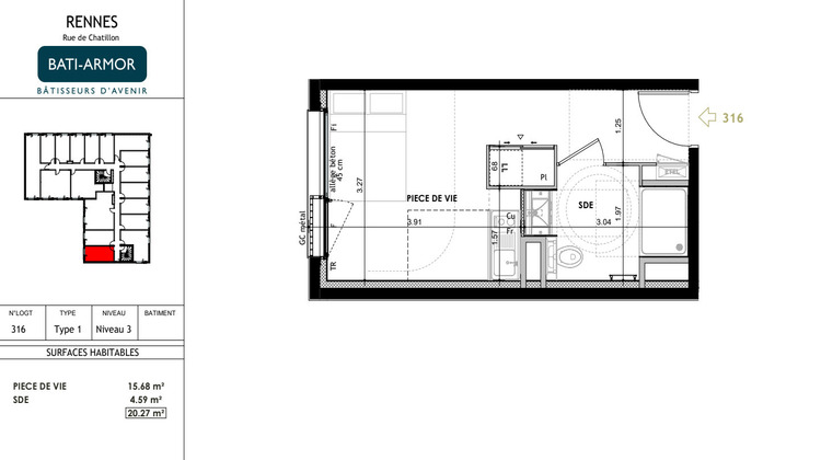 Ma-Cabane - Location Appartement RENNES, 20 m²