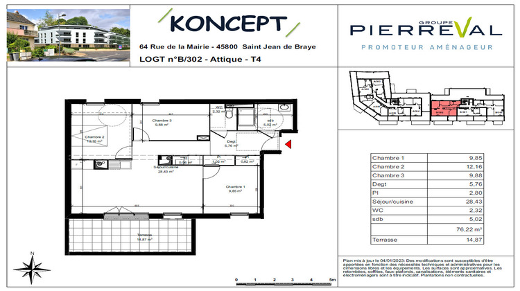 Ma-Cabane - Location Appartement SAINT-JEAN-DE-BRAYE, 76 m²