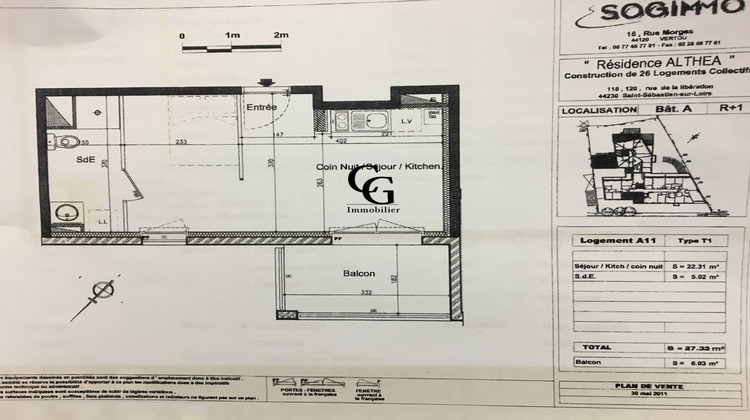 Ma-Cabane - Location Appartement Saint-Sébastien-sur-Loire, 27 m²