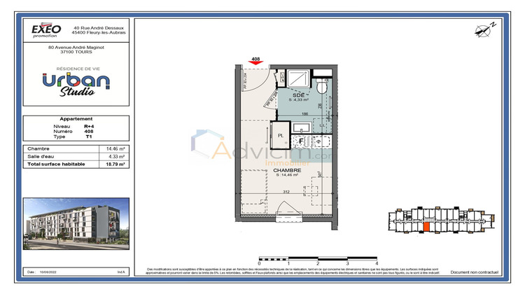 Ma-Cabane - Location Appartement Tours, 18 m²