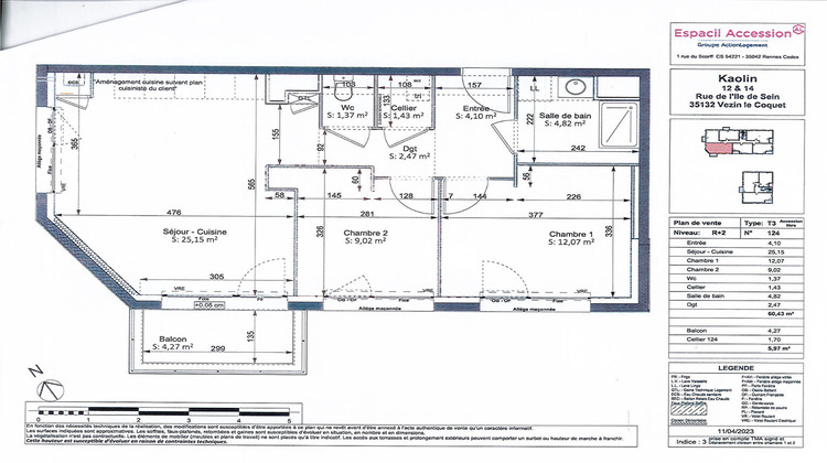 Ma-Cabane - Location Appartement VEZIN-LE-COQUET, 60 m²
