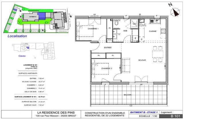 Ma-Cabane - Neuf Appartement BREST, 63 m²