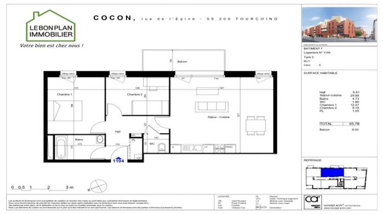 Ma-Cabane - Neuf Appartement Tourcoing, 66 m²