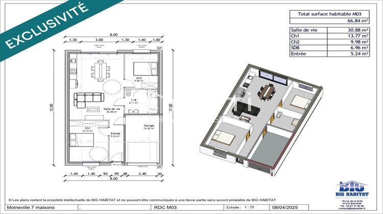 Ma-Cabane - Neuf Maison Moineville, 66 m²