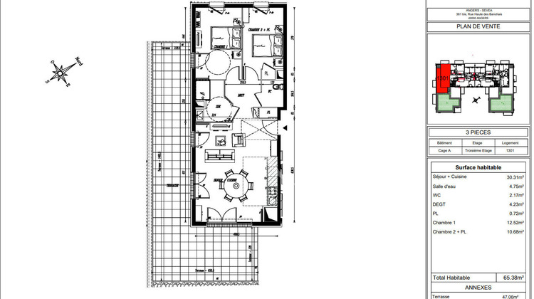 Ma-Cabane - Vente Appartement ANGERS, 65 m²
