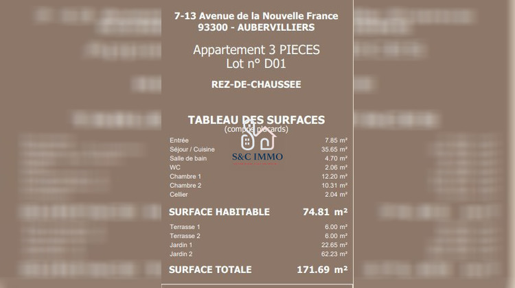 Ma-Cabane - Vente Appartement Aubervilliers, 74 m²