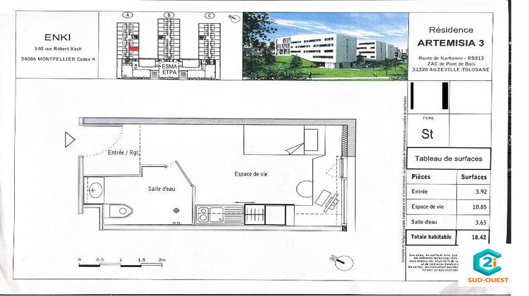 Ma-Cabane - Vente Appartement Auzeville-Tolosane, 18 m²