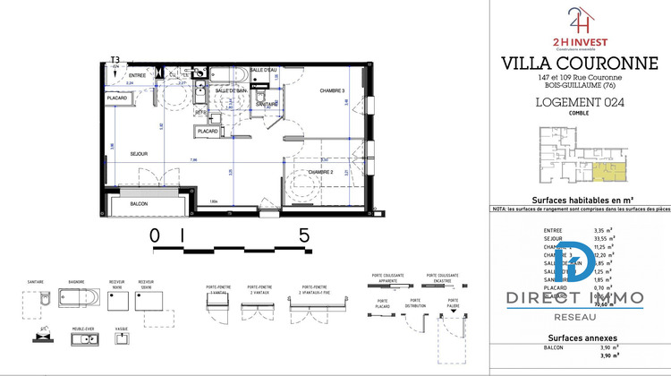 Ma-Cabane - Vente Appartement Bois-Guillaume, 70 m²