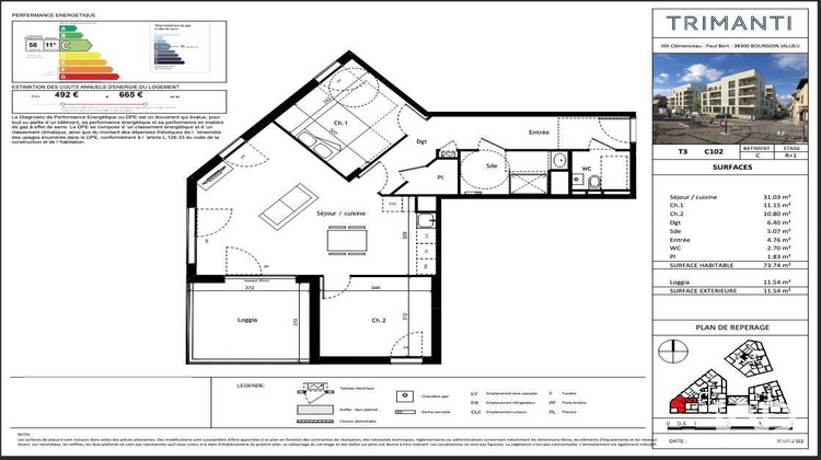 Ma-Cabane - Vente Appartement Bourgoin-Jallieu, 74 m²
