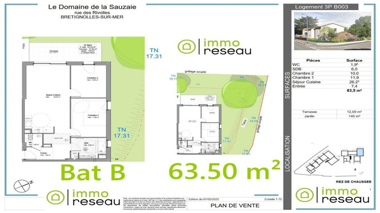 Ma-Cabane - Vente Appartement BRETIGNOLLES SUR MER, 63 m²