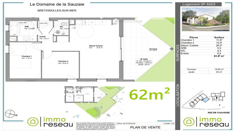 Ma-Cabane - Vente Appartement BRETIGNOLLES SUR MER, 61 m²