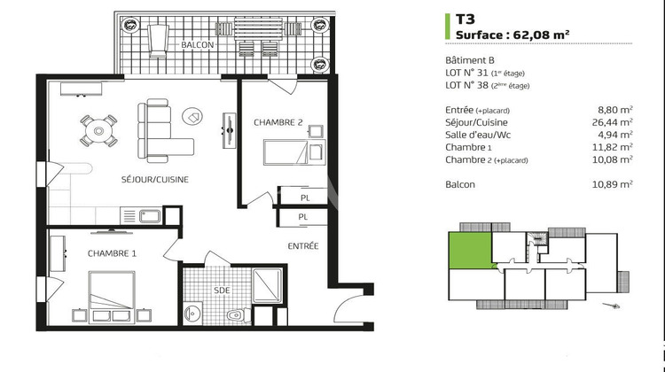 Ma-Cabane - Vente Appartement CARQUEFOU, 62 m²