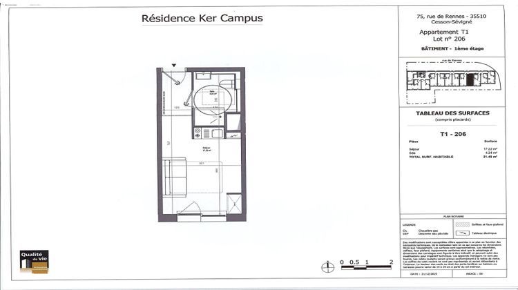 Ma-Cabane - Vente Appartement CESSON-SEVIGNE, 21 m²