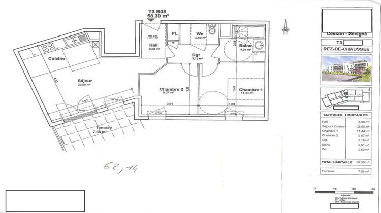 Ma-Cabane - Vente Appartement CESSON-SEVIGNE, 58 m²