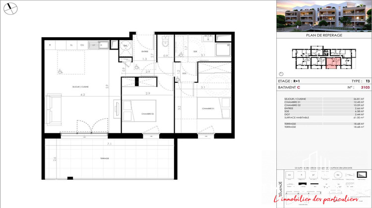 Ma-Cabane - Vente Appartement Cournonterral, 61 m²