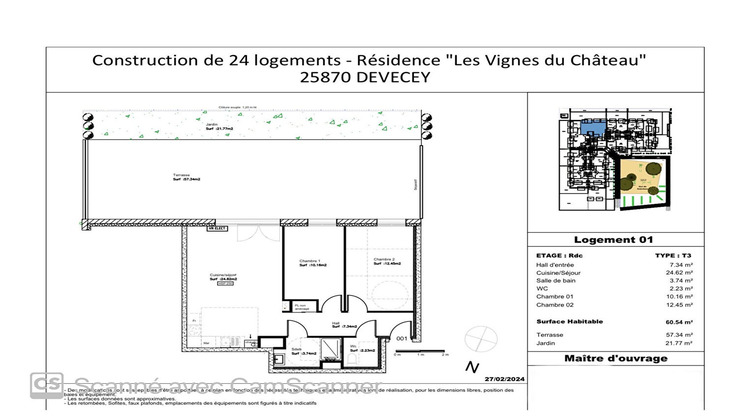 Ma-Cabane - Vente Appartement DEVECEY, 61 m²