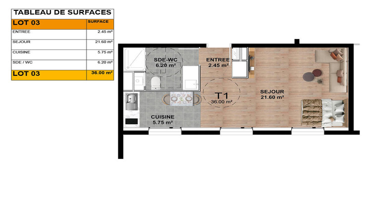 Ma-Cabane - Vente Appartement DONVILLE-LES-BAINS, 36 m²