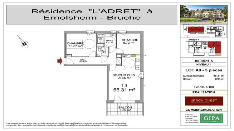 Ma-Cabane - Vente Appartement Ernolsheim-Bruche, 66 m²