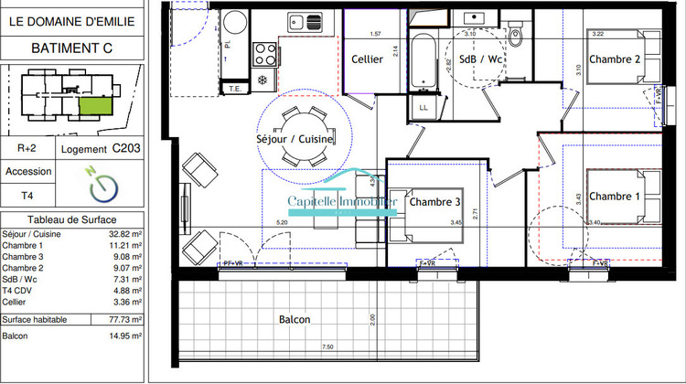 Ma-Cabane - Vente Appartement Fabrègues, 77 m²