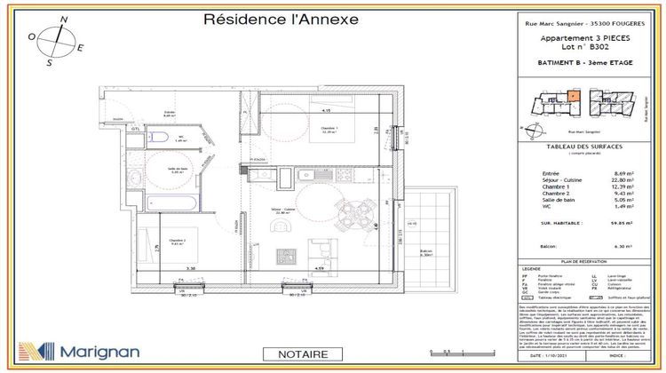 Ma-Cabane - Vente Appartement FOUGERES, 59 m²