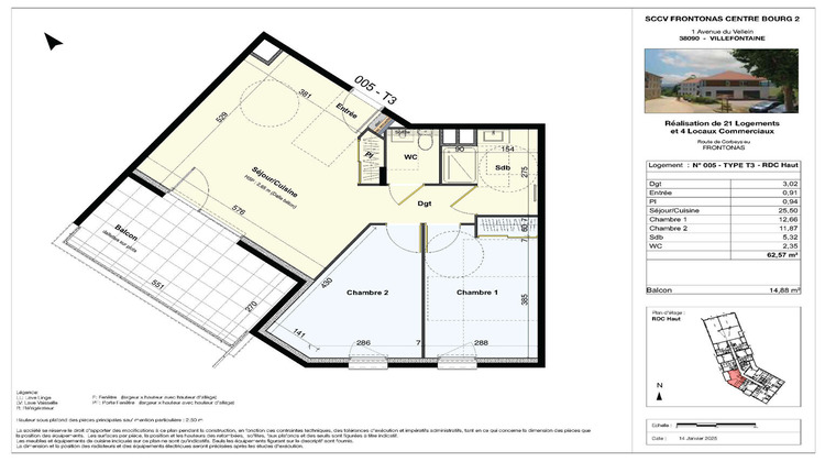 Ma-Cabane - Vente Appartement FRONTONAS, 62 m²