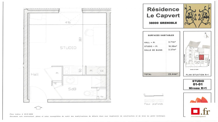 Ma-Cabane - Vente Appartement Grenoble, 23 m²