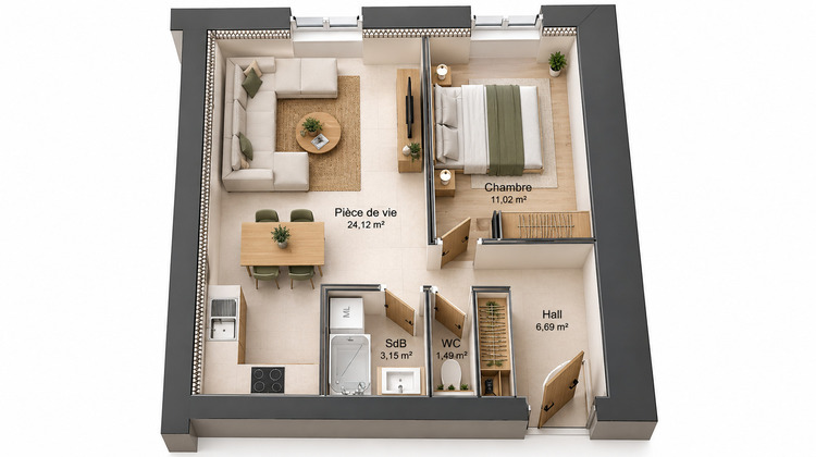 Ma-Cabane - Vente Appartement GREZIEU-LA-VARENNE, 47 m²