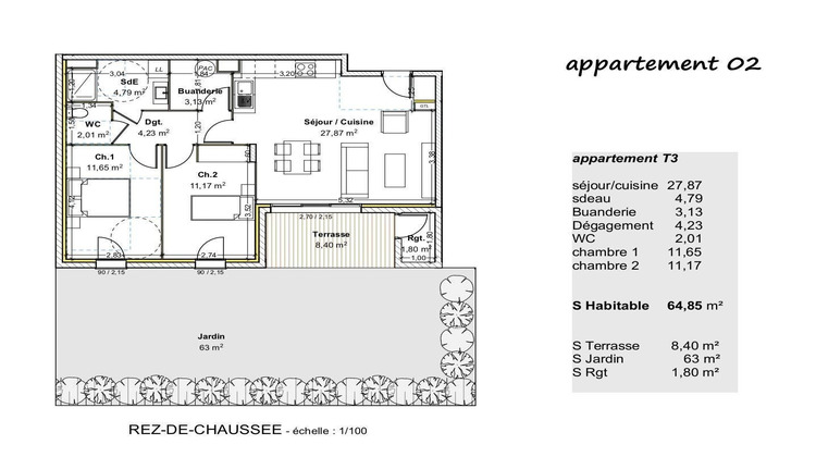 Ma-Cabane - Vente Appartement Guéreins, 64 m²