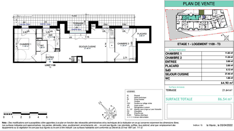 Ma-Cabane - Vente Appartement Honfleur, 64 m²