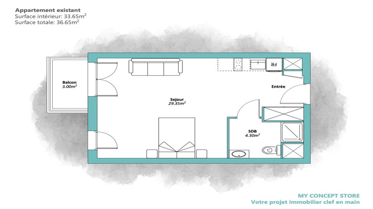 Ma-Cabane - Vente Appartement HOUILLES, 35 m²