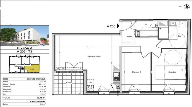 Ma-Cabane - Vente Appartement LA CHAPELLE-SUR-ERDRE, 66 m²