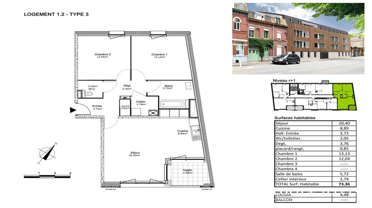 Ma-Cabane - Vente Appartement La Madeleine, 73 m²