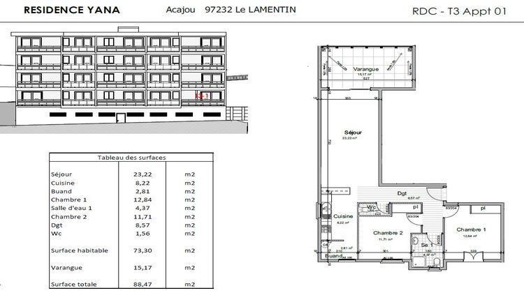 Ma-Cabane - Vente Appartement Lamentin, 73 m²