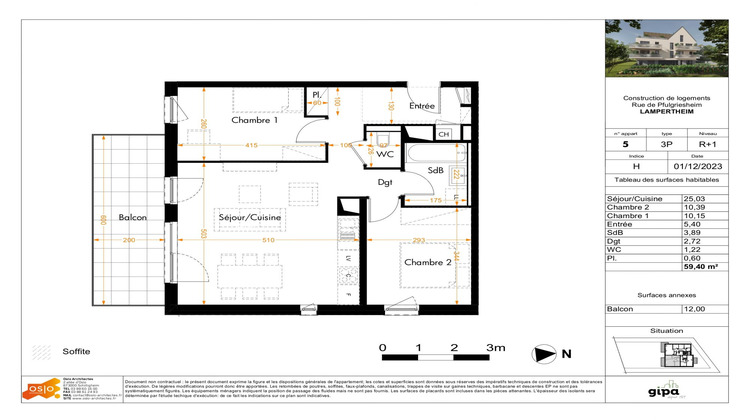 Ma-Cabane - Vente Appartement Lampertheim, 59 m²