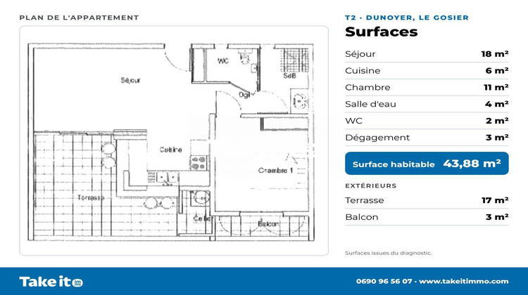 Ma-Cabane - Vente Appartement LE GOSIER, 44 m²