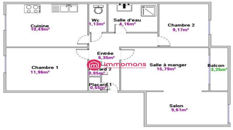 Ma-Cabane - Vente Appartement Le Mans, 69 m²