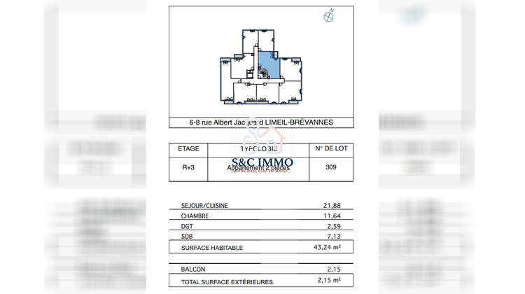 Ma-Cabane - Vente Appartement Limeil-Brévannes, 43 m²