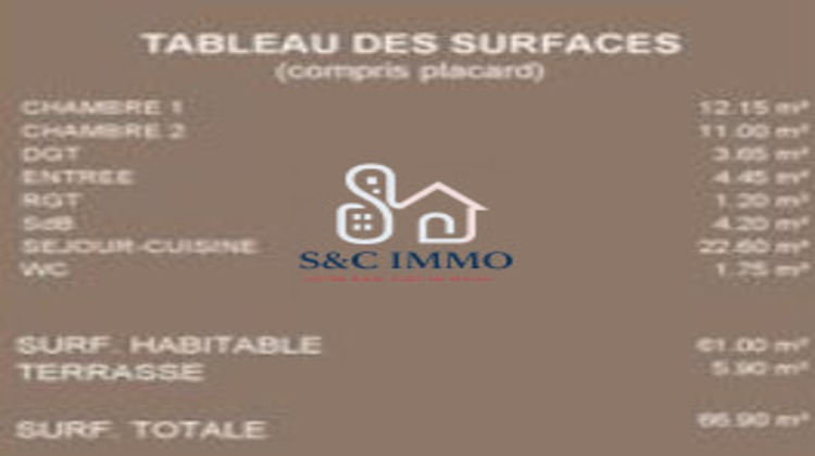 Ma-Cabane - Vente Appartement Montévrain, 61 m²