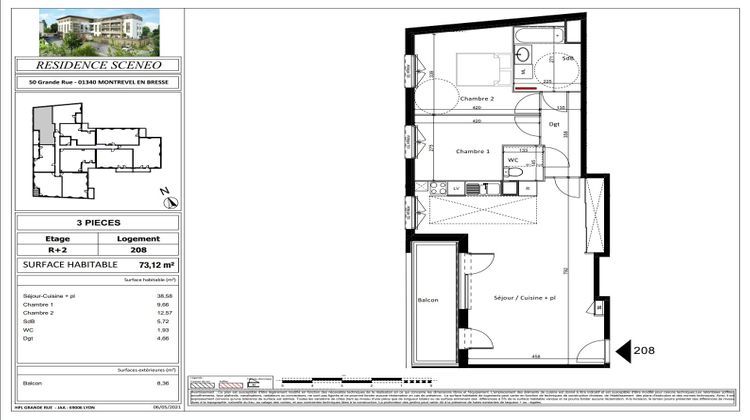 Ma-Cabane - Vente Appartement Montrevel-en-Bresse, 73 m²