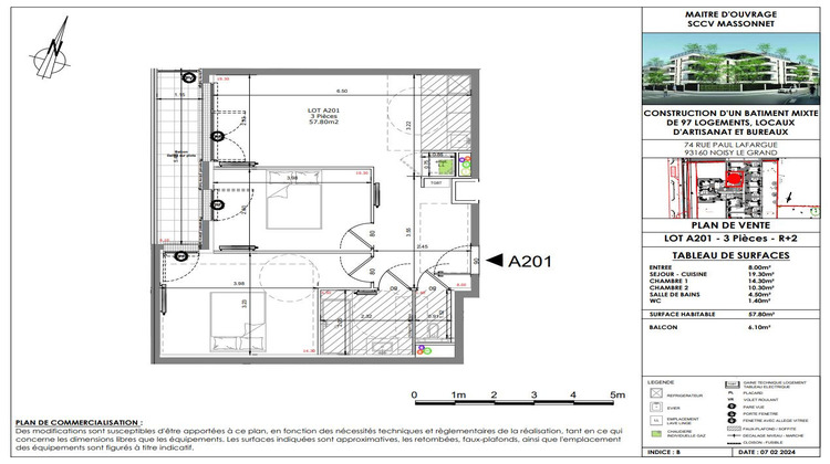 Ma-Cabane - Vente Appartement NOISY-LE-GRAND, 57 m²
