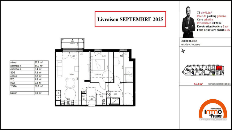 Ma-Cabane - Vente Appartement NOTRE-DAME-DE-BONDEVILLE, 66 m²