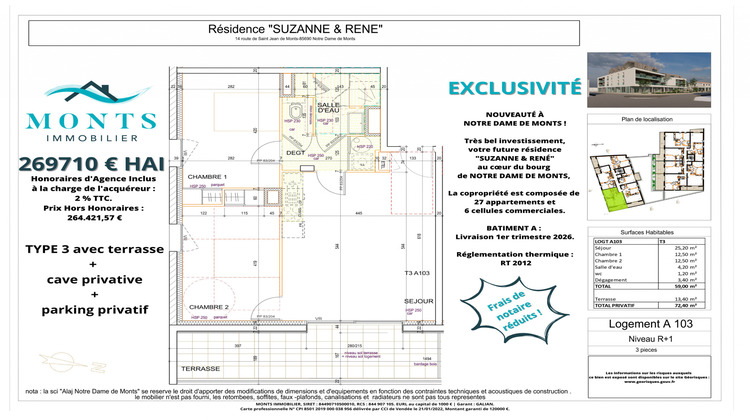 Ma-Cabane - Vente Appartement Notre-Dame-de-Monts, 59 m²