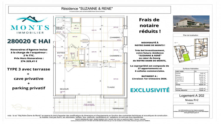 Ma-Cabane - Vente Appartement Notre-Dame-de-Monts, 60 m²