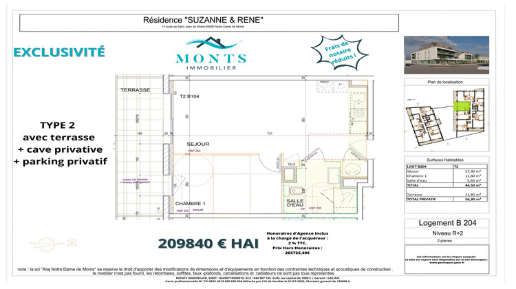 Ma-Cabane - Vente Appartement Notre-Dame-de-Monts, 44 m²