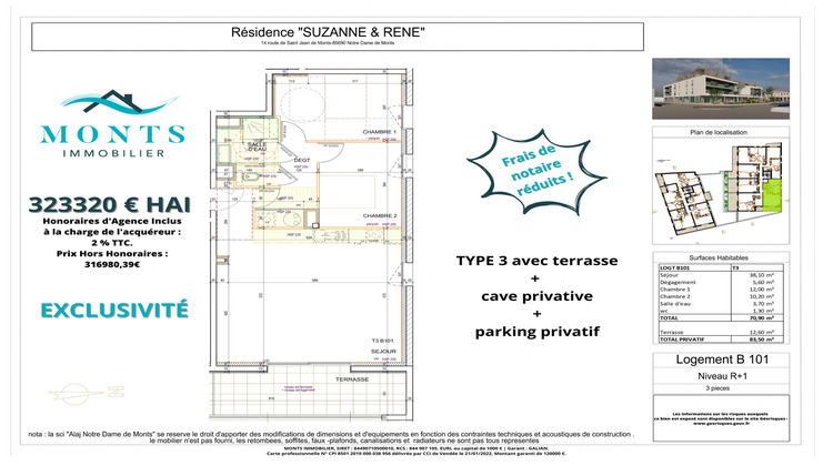 Ma-Cabane - Vente Appartement Notre-Dame-de-Monts, 70 m²