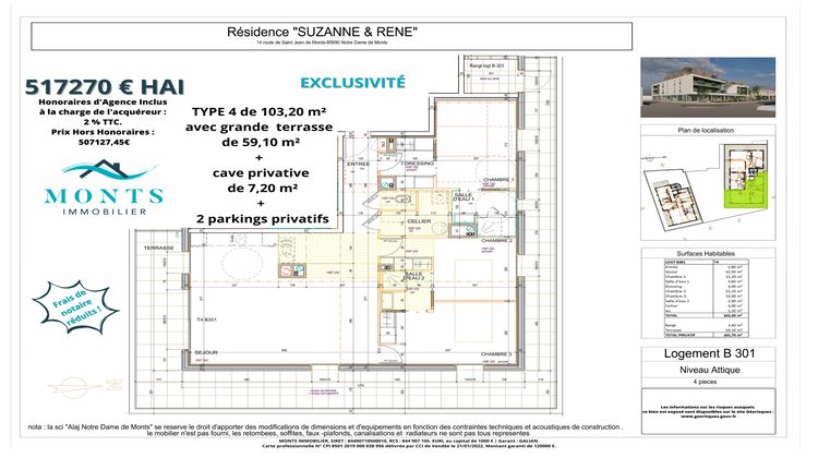 Ma-Cabane - Vente Appartement Notre-Dame-de-Monts, 103 m²